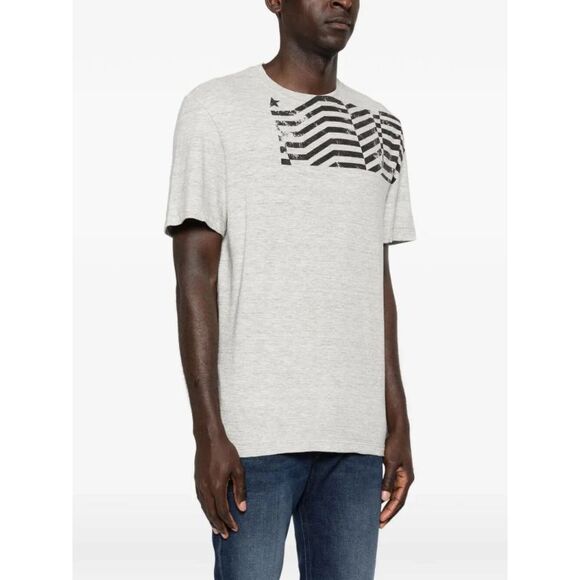 Golden Goose Men `Journey` Regular T-Shirt With Flag Print